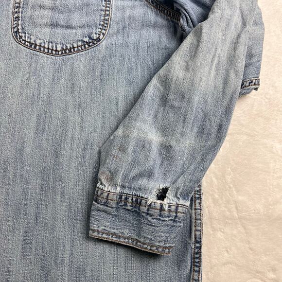 Levi Strauss Signature Pearl Snap Distressed Denim Shirt Men's Size XL - Picture 7 of 9